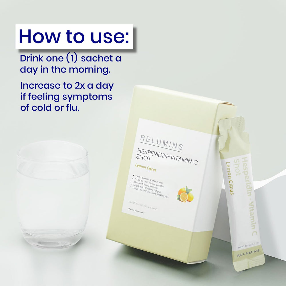 Relumins Vitamin C Shots ingredients showing hesperidin and citrus bioflavonoids