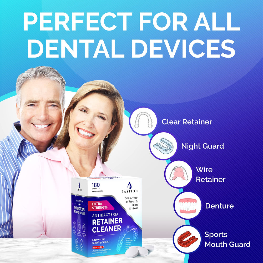 Dental device after cleaning showing removal of stains and odors