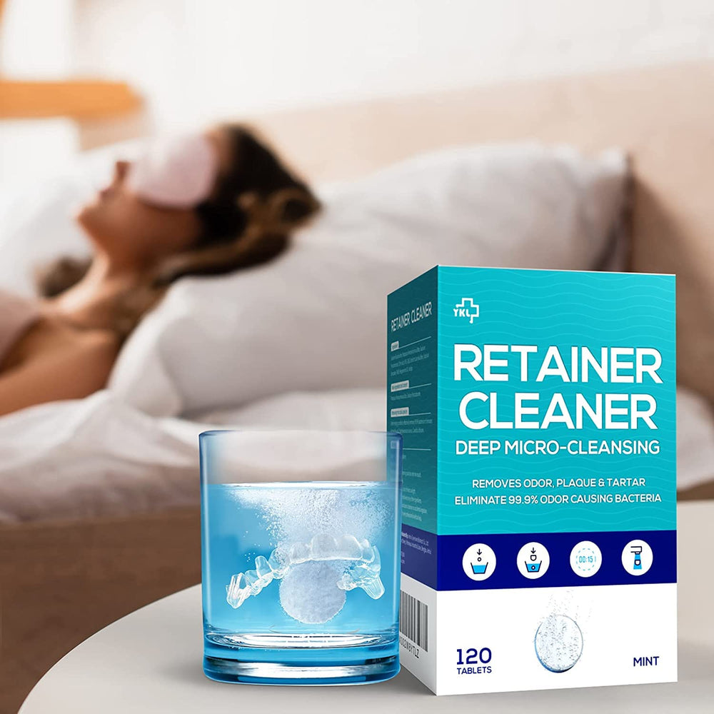 Close-up of stains, plaque and odor removal with cleaner