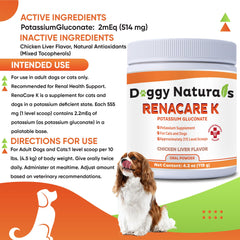 Renal health support powder for dogs and cats