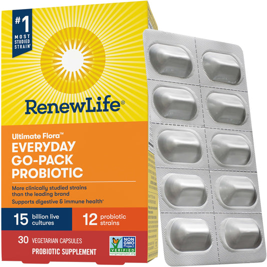 Renew Life Everyday Probiotic bottle with 30 vegetarian capsules (15 Billion CFU)