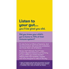 Smiling child holding Renew Life Gummies for Kids