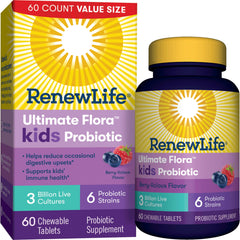 Renew Life Kids Probiotic chewables 60-count berry bottle