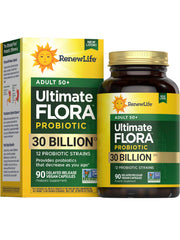 Bottle front view of Renew Life Probiotic Adult 50 Plus 90-count bottle