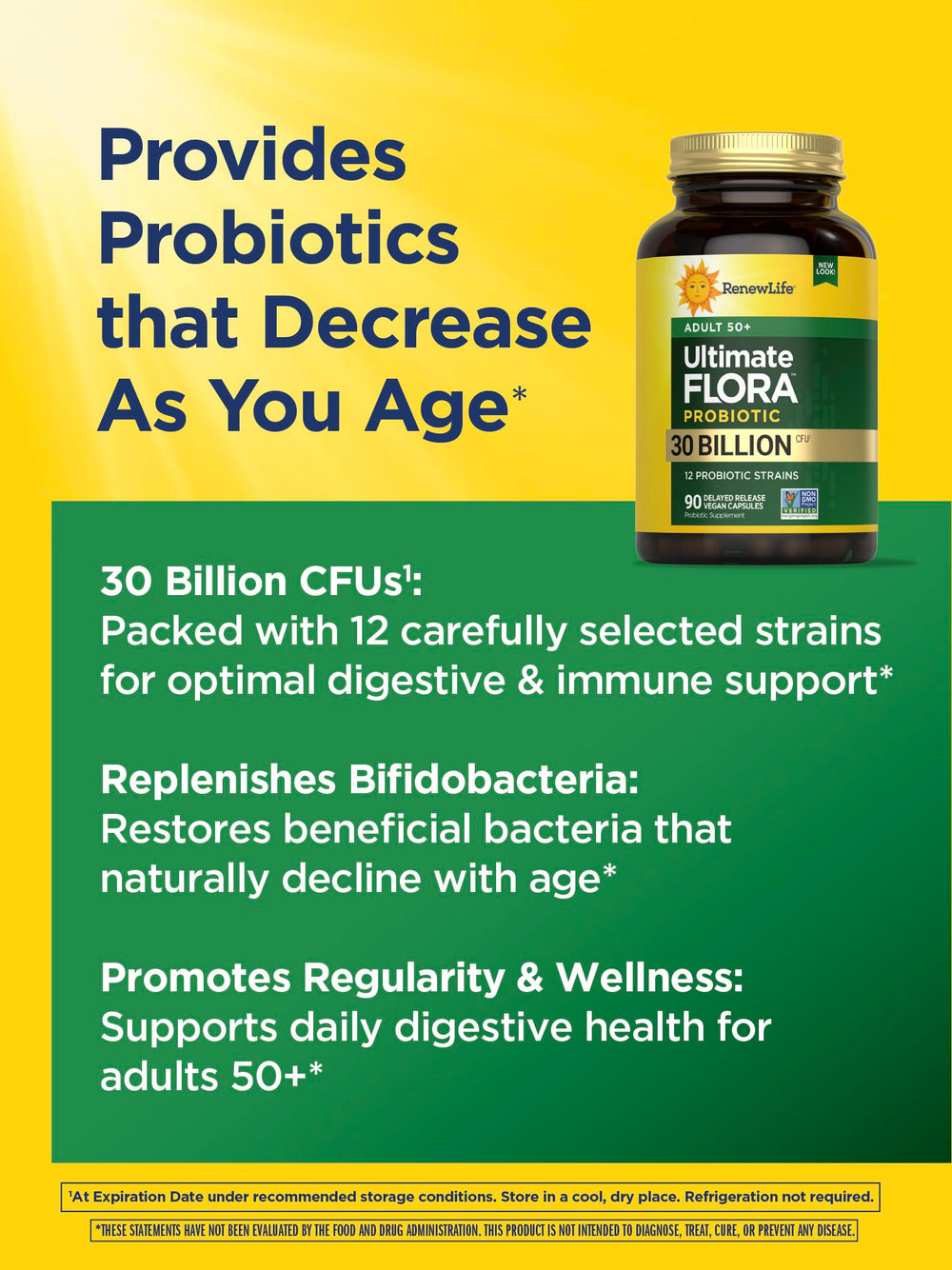 Digestive health and immune support concept with 30B CFU per capsule