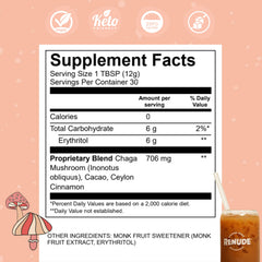 Nutrition facts of Renude Chagaccino