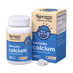 Renzo's Hercules Calcium Melty Tabs for Kids – grape flavor, 60-count