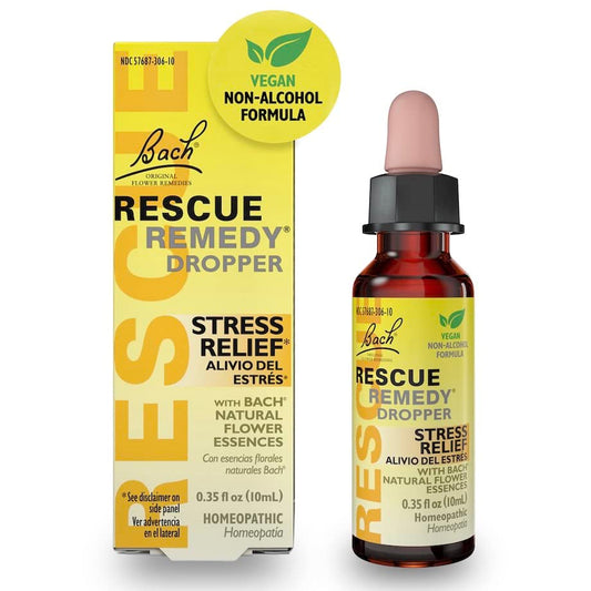 Front view of RESCUE Bach Remedy Dropper 10mL bottle