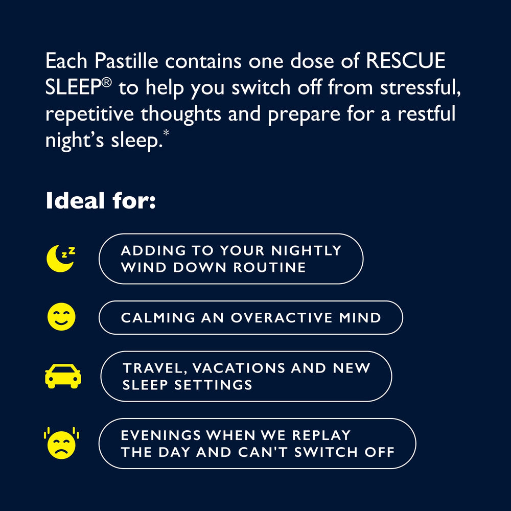 RESCUE Sleep Pastilles black currant close-up highlighting natural flavor