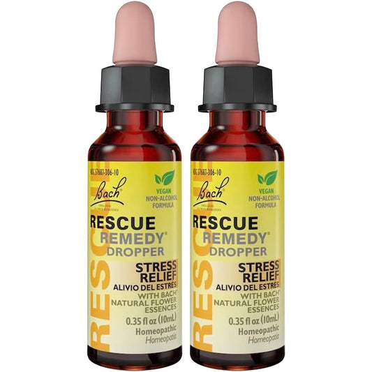 Front view of RESCUE Bach Remedy Dropper 10mL Pack of 2