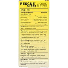 RESCUE SLEEP capsules in a row show non-alcohol and non-habit forming formula