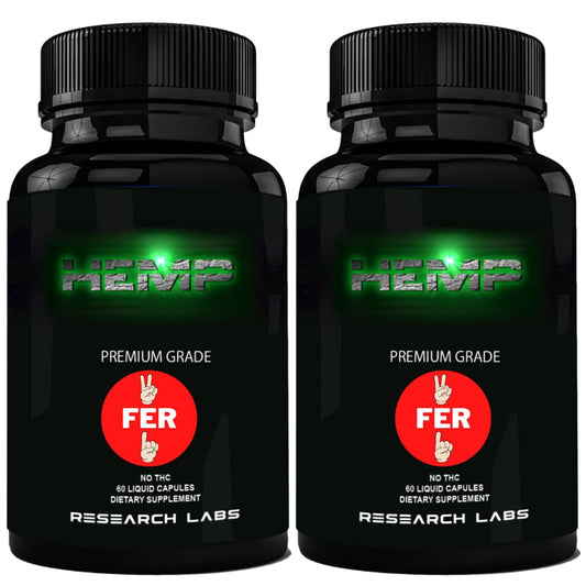 Research Labs hemp capsules bottle – front view