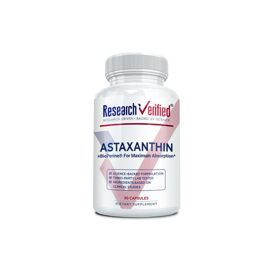 Bottle of Research Verified Astaxanthin with 30 capsules