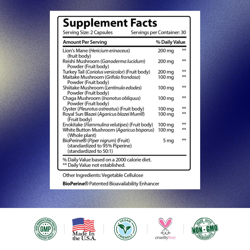 Vegan capsules and Made in USA label on bottle