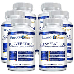 Research Verified Resveratrol 6-bottle pack with 60 vegetarian capsules per bottle