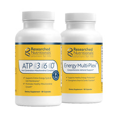 Researched Nutritionals Energy Duo bottle featuring ATP 360 and Energy Multi-Plex
