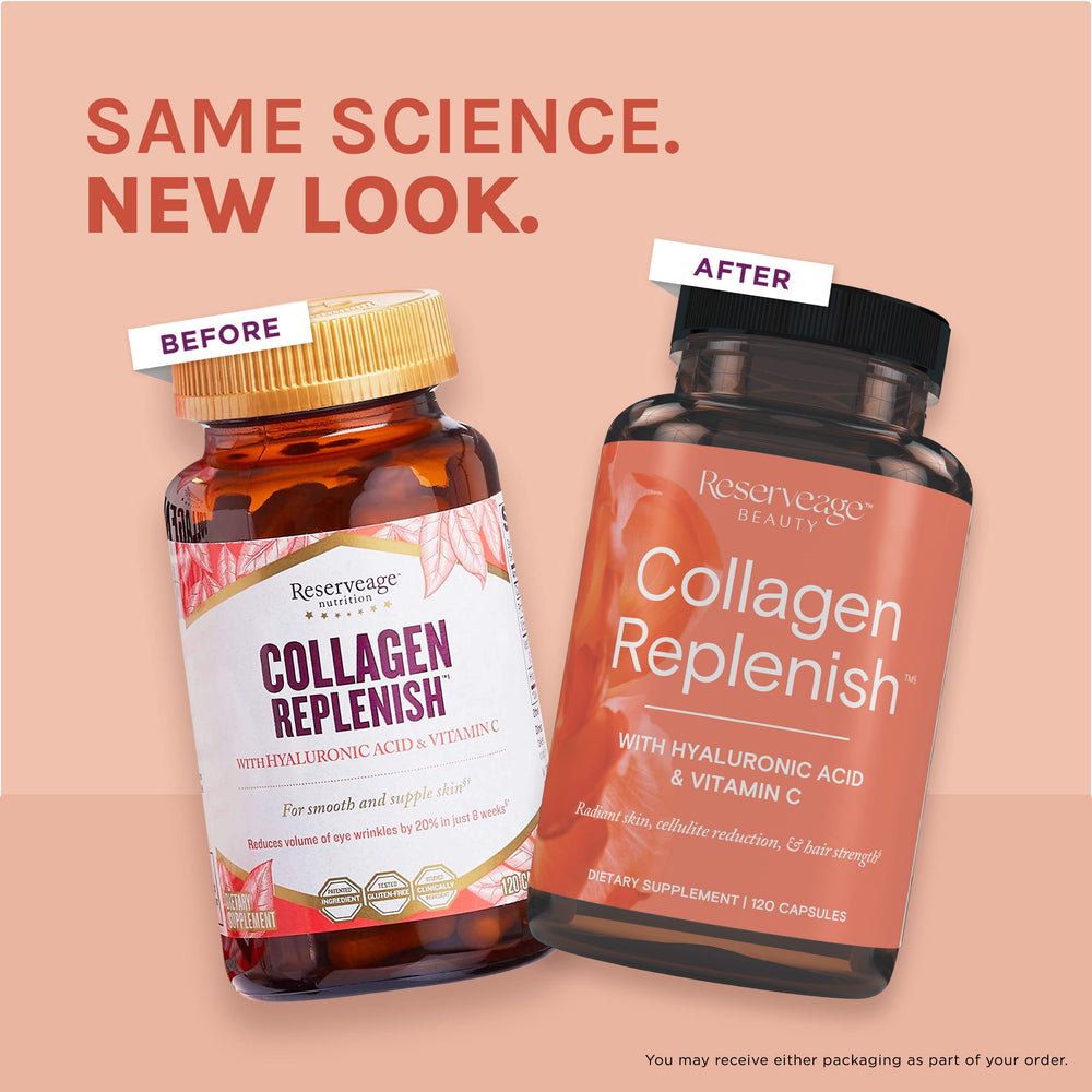 Boxed Reserveage Beauty Collagen Replenish packaging with bottle