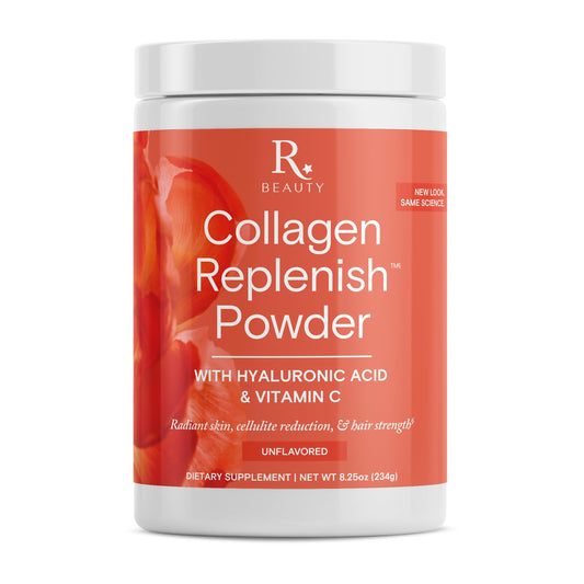 Front view of Reserveage Beauty Collagen Replenish Powder 8.25 oz bottle