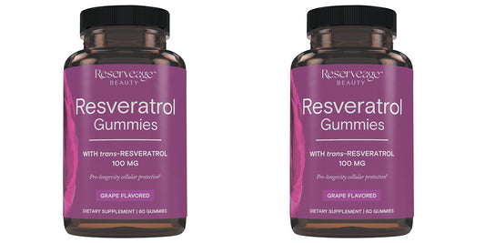 Bottle of Reserveage Beauty Resveratrol Gummies 100 mg
