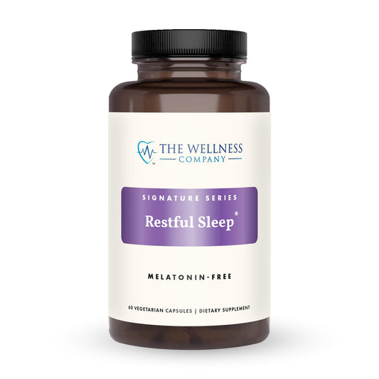Restful Sleep Melatonin-Free bottle with 60 capsules