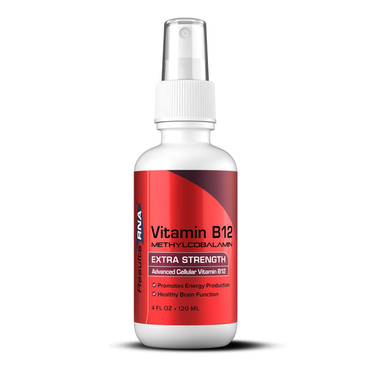 Results RNA Vitamin B12 spray bottle label showing 1500 mcg