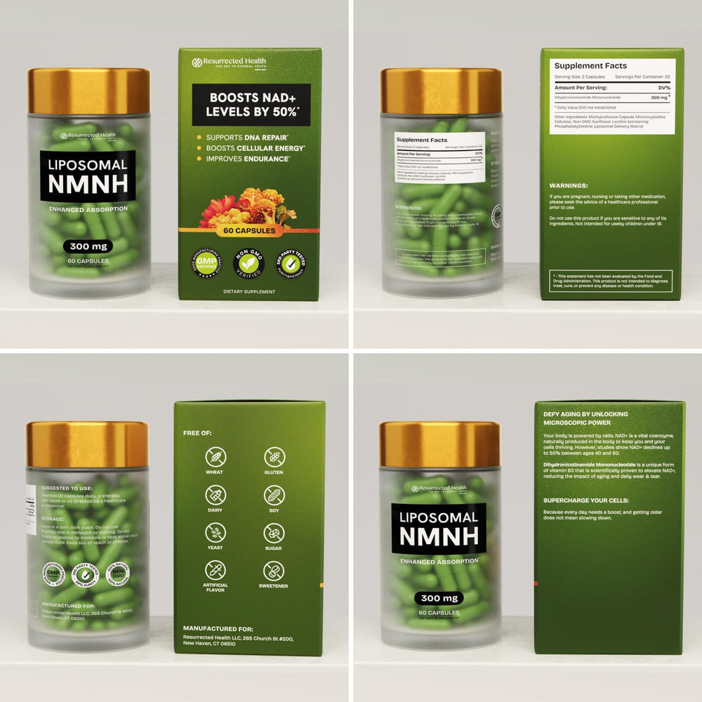 Resurrected Health NMNH tablets in hand highlight portability.