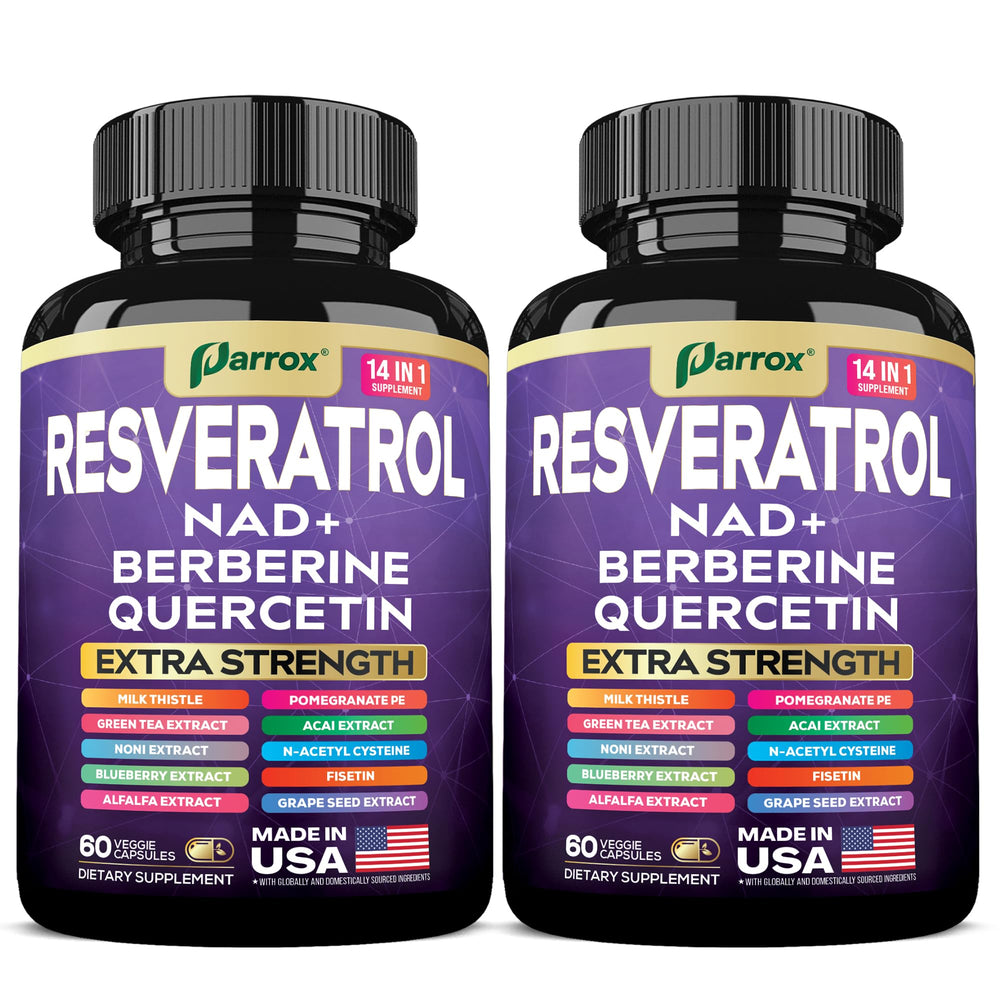 Parrox Resveratrol 14-in-1 120-caps bottle label