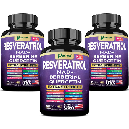 Parrox Resveratrol 14-in-1 Extra Strength bottle – 180 capsules