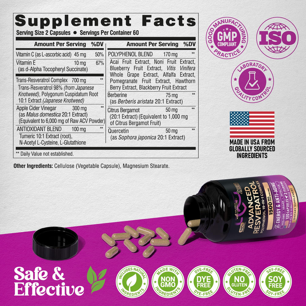 Premium antioxidant supplement packaging