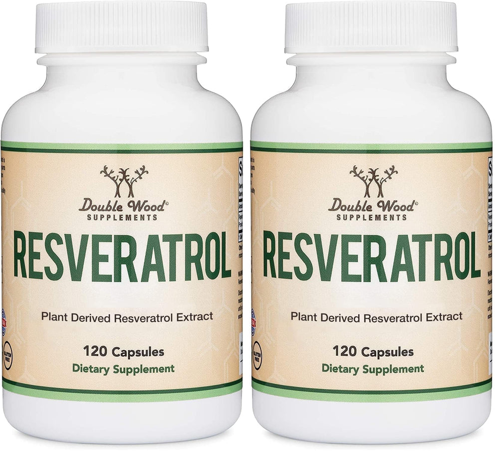 Front view of Double Wood Resveratrol 500mg bottle – pack of 2