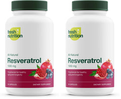 Front view of Resveratrol supplement bottle with 750mg extra strength label