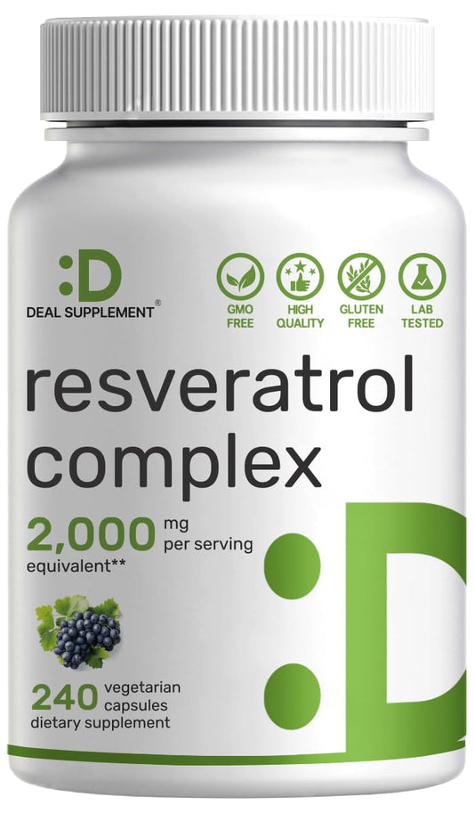 Hero image of Resveratrol Complex 2000mg bottle with 240 veggie capsules