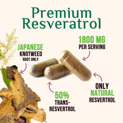 Product image highlighting heart health and energy support from resveratrol