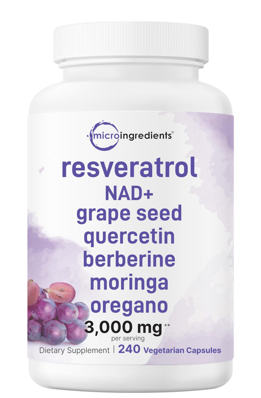Resveratrol NAD 3,000mg bottle with 240 veggie capsules