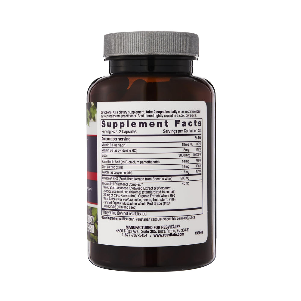 Opening view of ResVitale Keratin Hair Enhance capsules