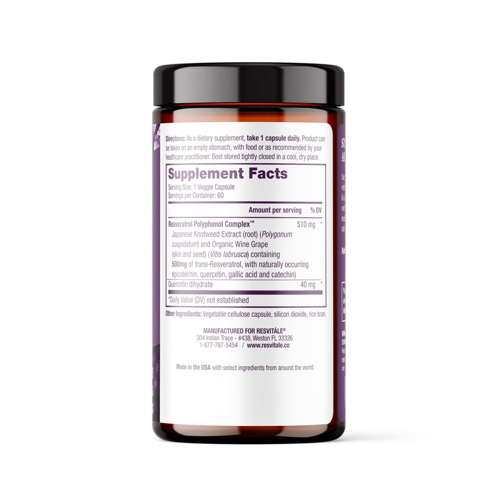 Close-up of ResVitale Resveratrol 500 mg capsules