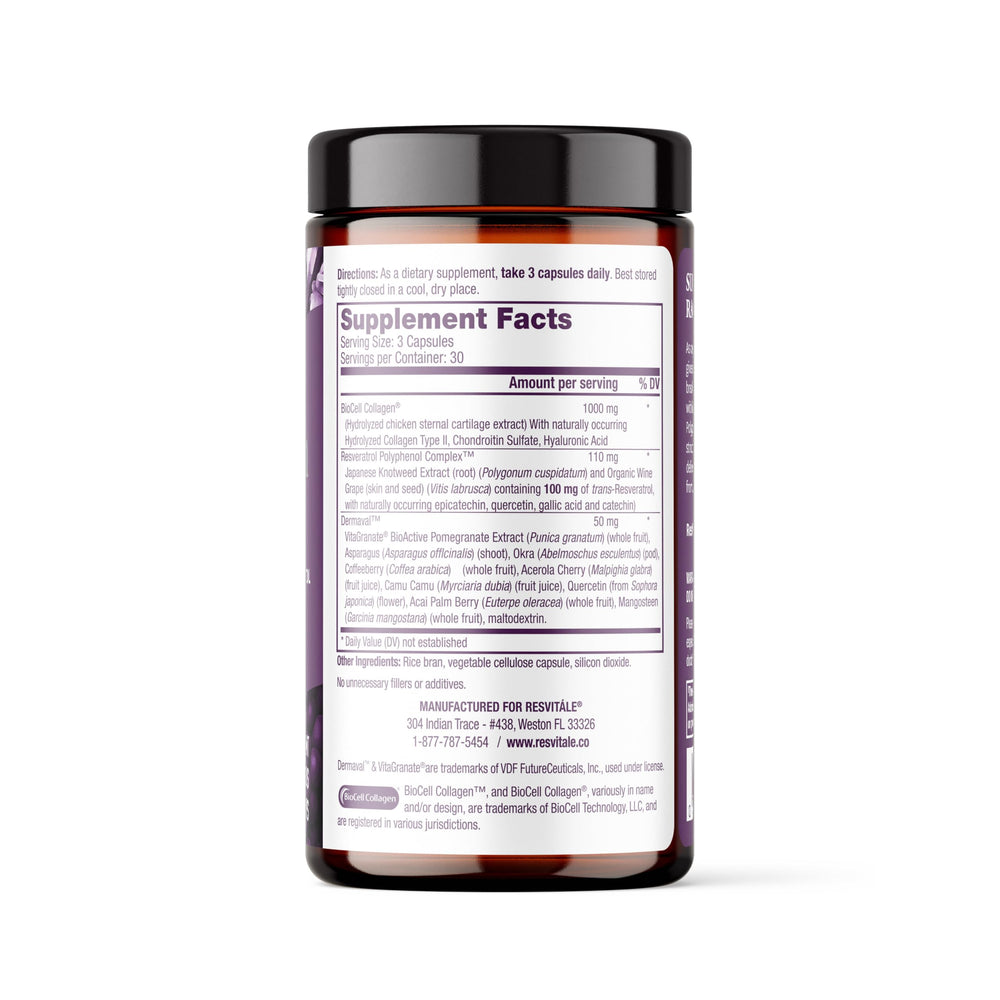 Illustration of collagen and resveratrol ingredients