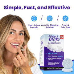 Bright, clean dental appliances after using Retainer Brite
