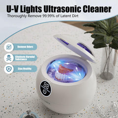 LED cleaning light illuminating the dental cleaning pod