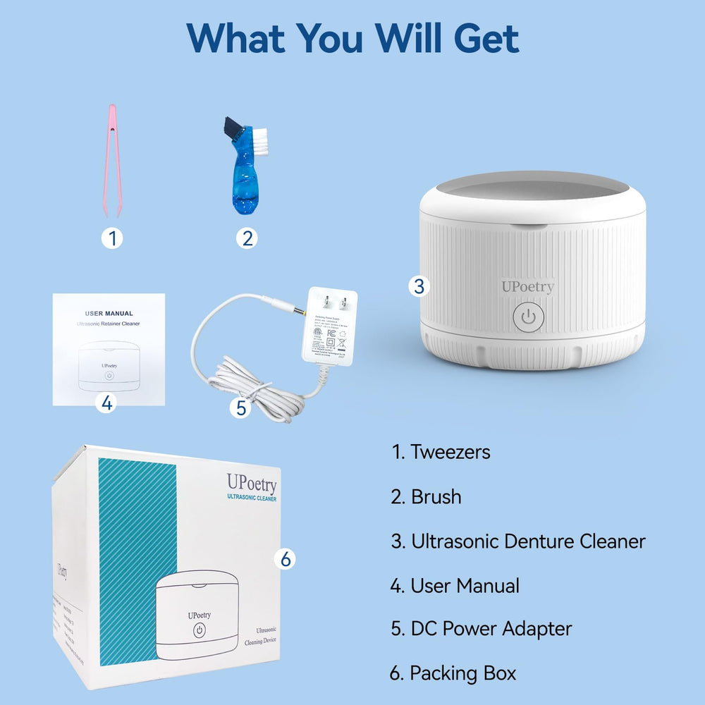 Cleaner used for braces, dentures, mouthguards, toothbrush heads and jewelry