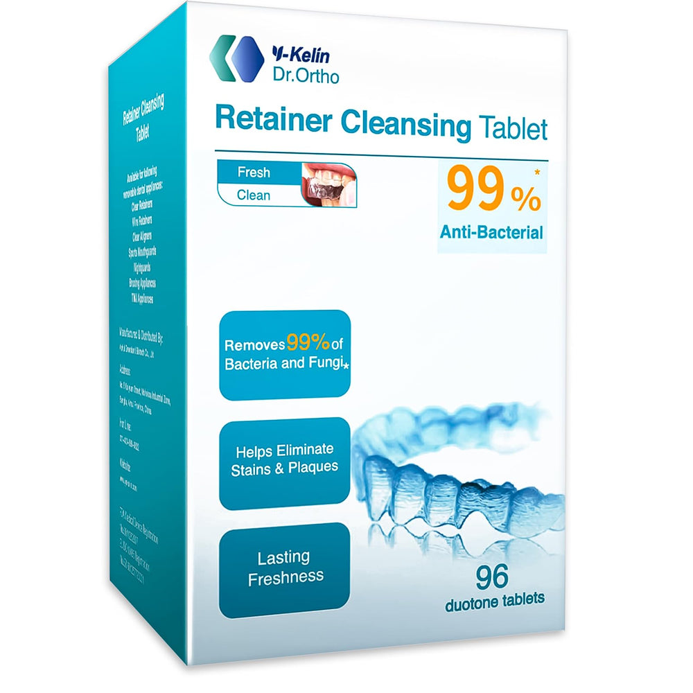 Y-Kelin Retainer Cleaning Tablets packaging with 96 tablets