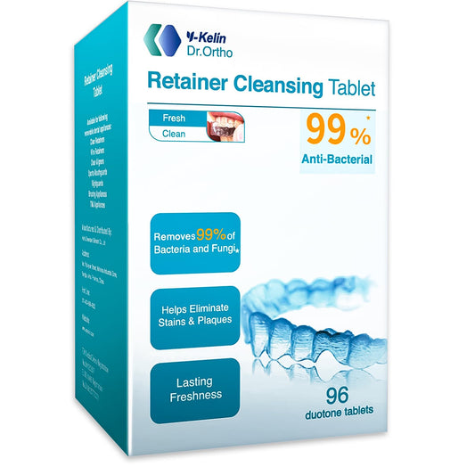 Y-Kelin Retainer Cleaning Tablets packaging with 96 tablets