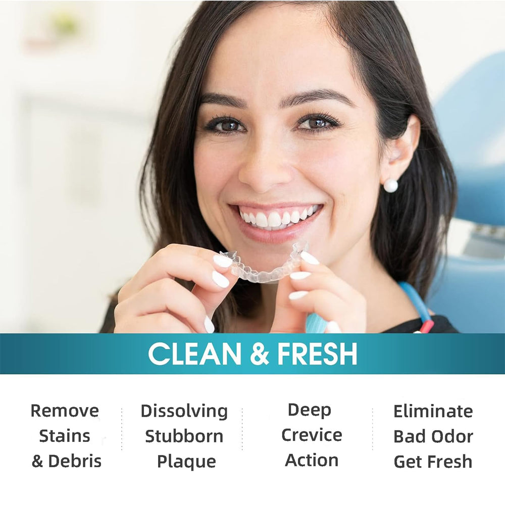 Mint-flavored mouth guard cleaning tablet