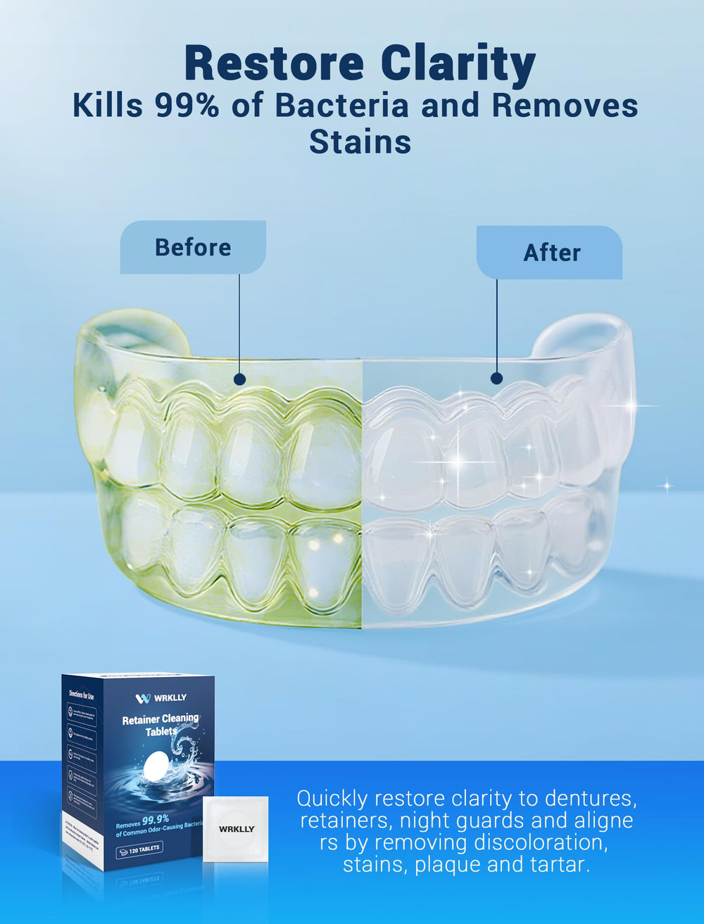 Invisalign retainers and dental appliances being cleaned