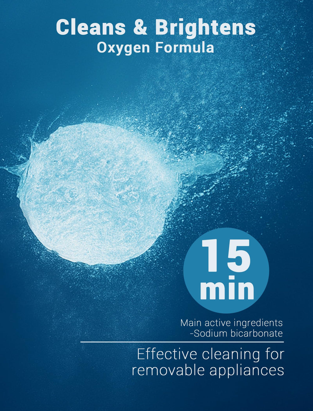 Safe cleaning formula for dentures, aligners, and night guards