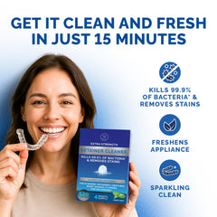 Dissolving retainer cleaner tablet in water for ultrasonic cleaning