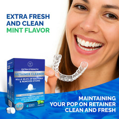 Ultrasonic cleaner with retainer cleaner tablets for dentures and retainers