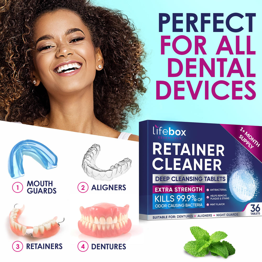 Front view of Retainer Cleaner Tablets packaging