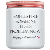 Lavender scented retirement candle suitable for both women and men.