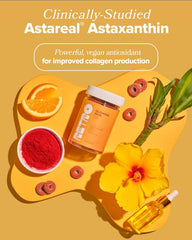 Close-up of peach-flavored RETRO Gummy vitamins for skin health